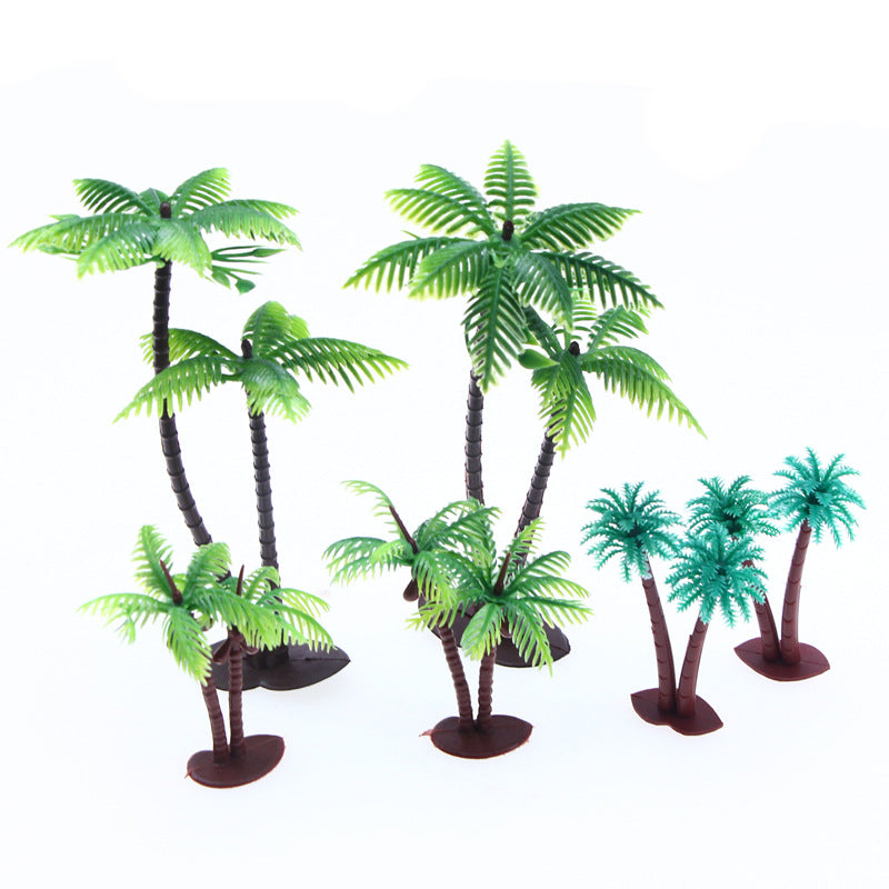 Wholesale 10pcs Mini Beach Ocean Coconut Tree Miniature Model Micro Landscape Architecture Sand Table Props Baking Cake Ornaments
